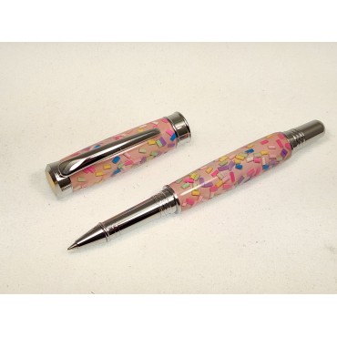 Pink Donut Rhodium Rollerball 