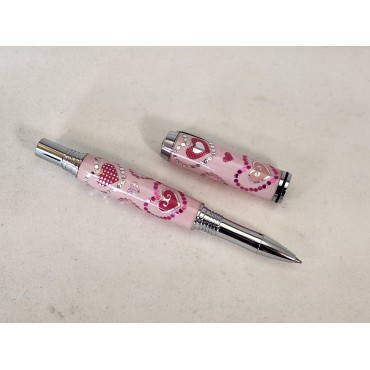 Chrome Jr pen with acrylic jewel hearts