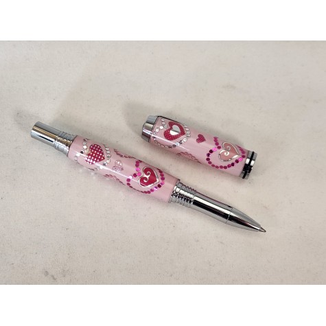 Chrome Jr pen with acrylic jewel hearts