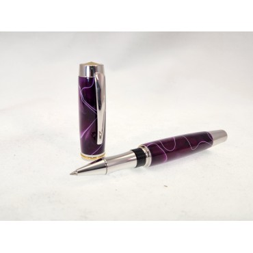 Rhodium and Gold Statesman pen with purple acrylic